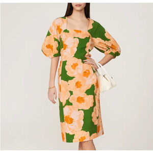 Eudon Choi Floral Midi Dress SIZE 0 Party Vacation Linen Cottage Designer $300